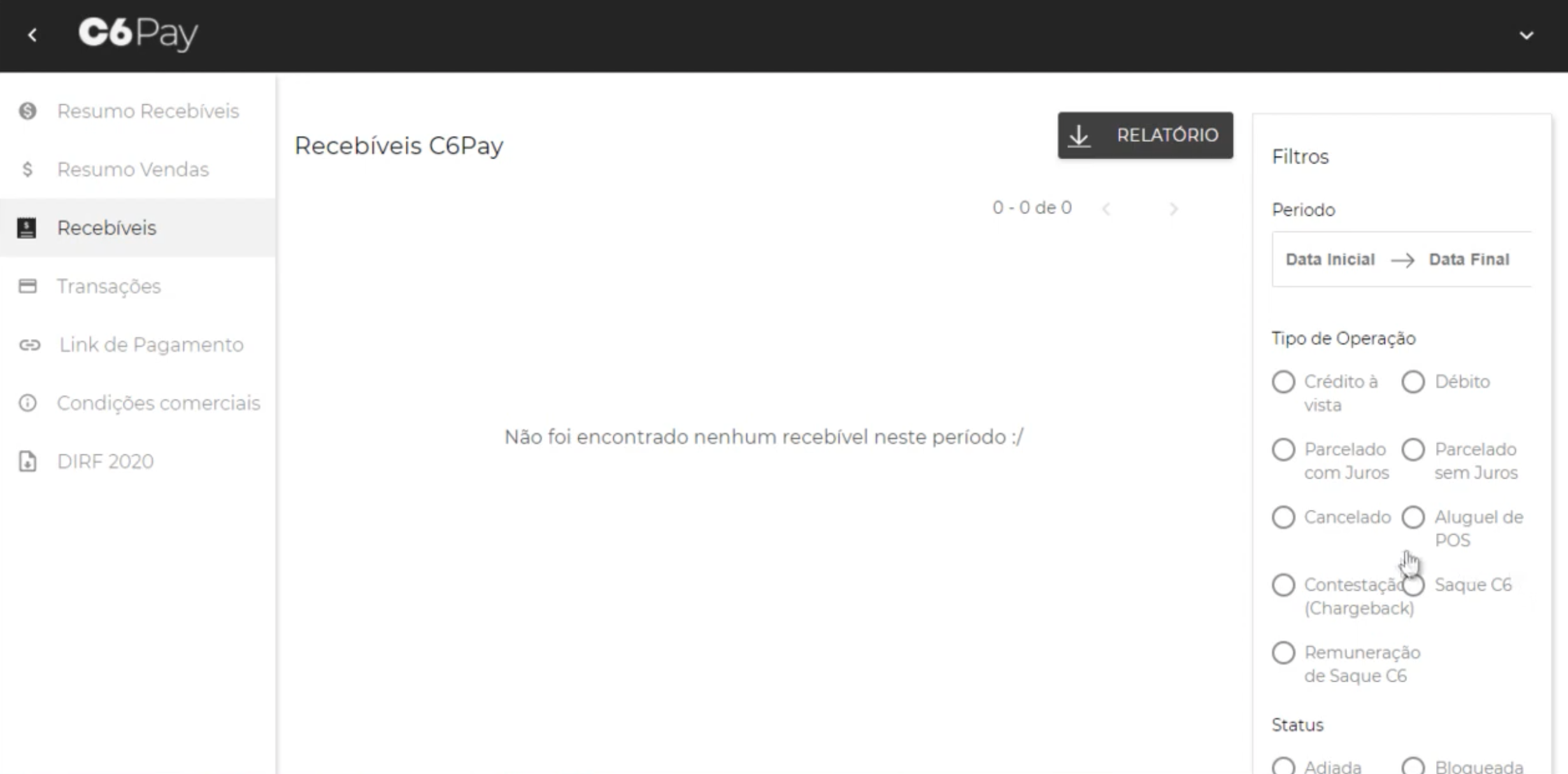 Financial summary screen of the legacy PayGo portal with a rigid weekday-based view